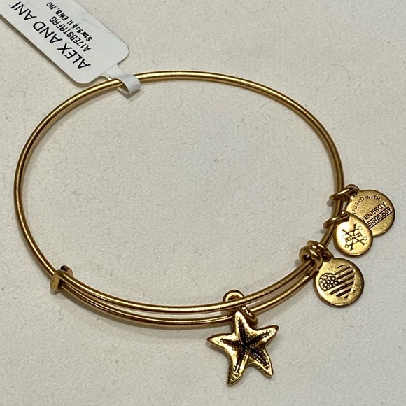 Alex and Ani Starfish II Rafaelian Gold Bangle Bracelet, New - Picture 3 of 3
